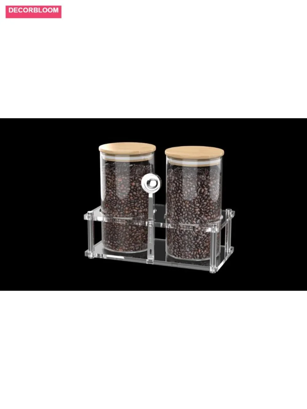 Glass Coffee Canister Set with Acrylic Shelf, 2-Pack 44oz Airtight Storage,